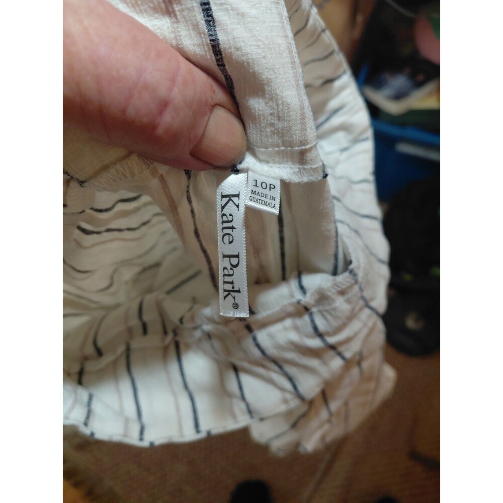 Kate Park Women's Size 10P Off White Pants Striped Stretch - Picture 5 of 5